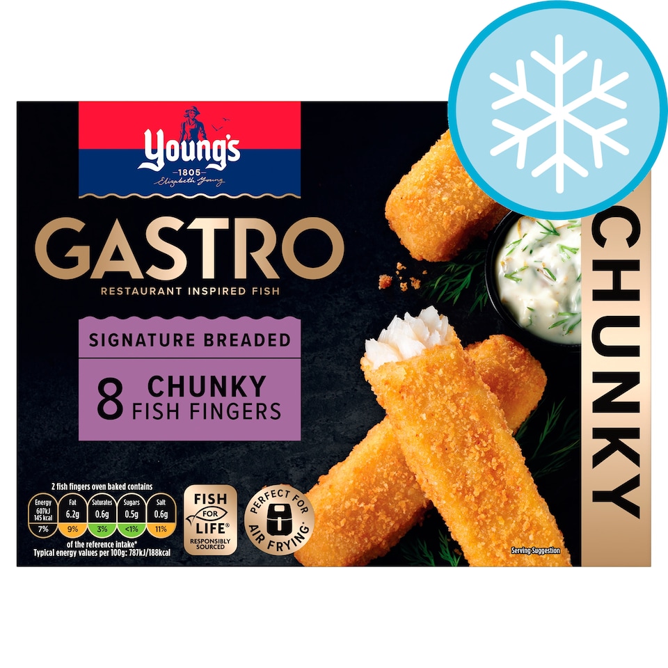 Youngs Gastro Signature Breaded 8 Chunky Fish Fingers 320G