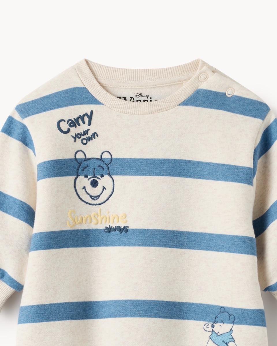 image 1 of Disney Winnie the Pooh Cotton Blend Striped Romper in White