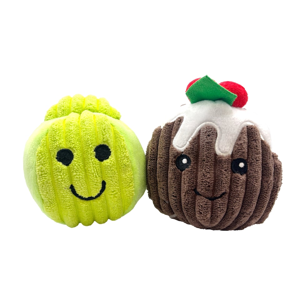 image 1 of Christmas Pudding & Sprout Pet Dog Plush Toys Christmas Gift