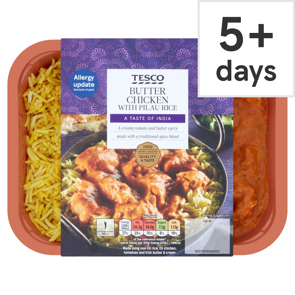 Tesco Butter Chicken With Pilau Rice 400G