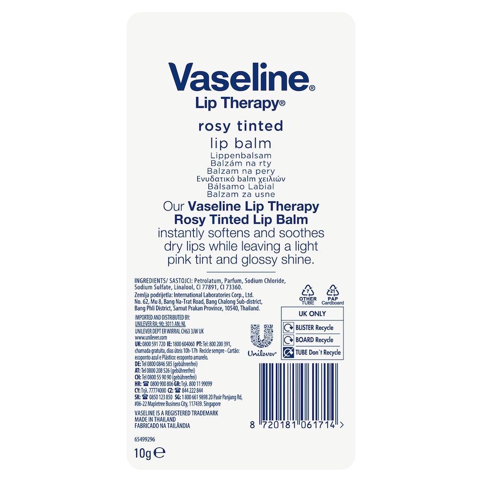 image 1 of Vaseline Rosy Tinted Lip Balm 10G