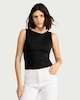 image 2 of F&F Polyamide Slash Neck Sleeveless Top in Black