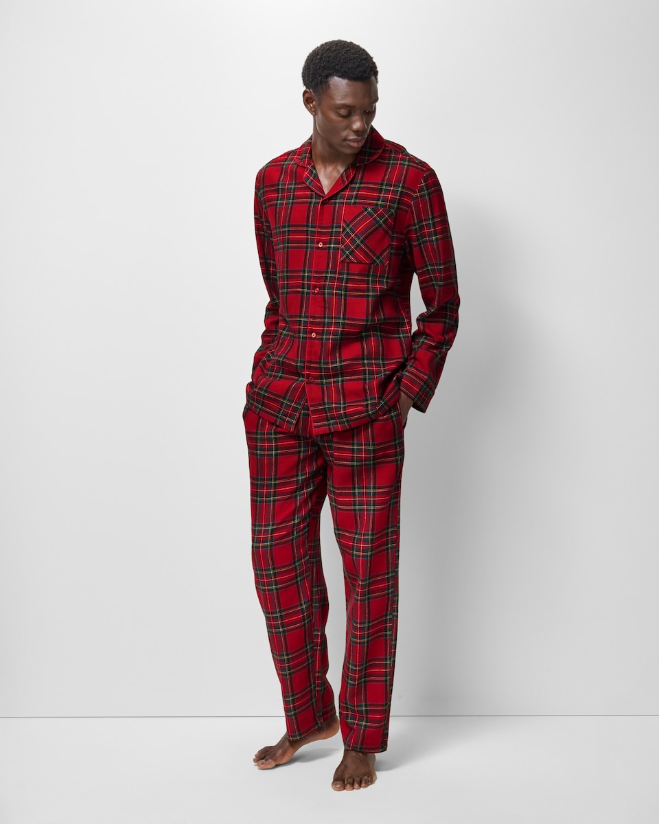 image 1 of Christmas Cotton Rich Checked Revere Matching Family Pyjama Set in Multi Red