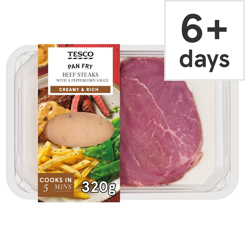 Tesco Beef Steaks with Peppercorn Sauce 320g