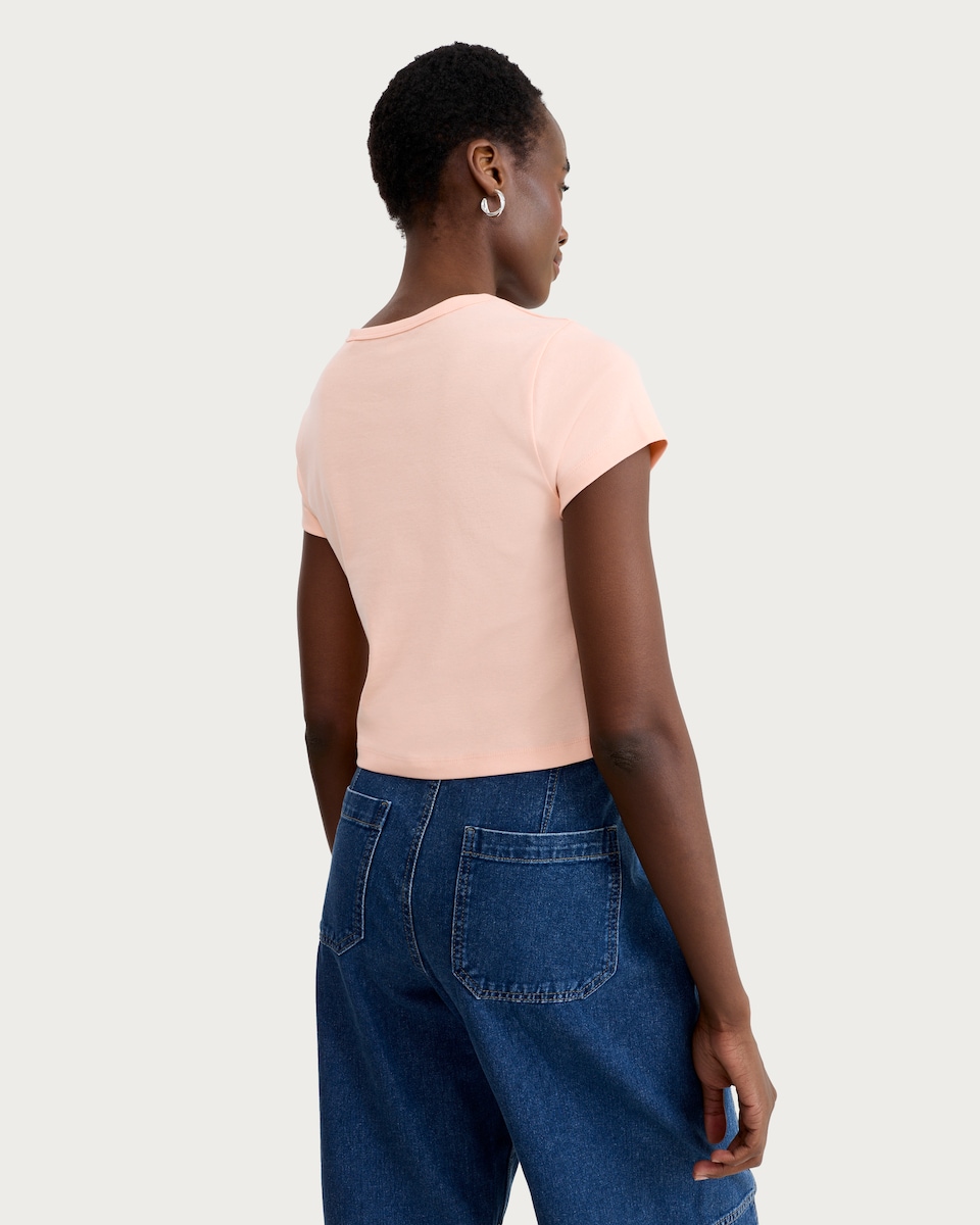 image 1 of F&F Cotton Rich Short Sleeved Cropped T-Shirt in Orange