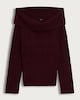 image 4 of F&F Cable Knit Off Shoulder Jumper with Wool in Burgundy