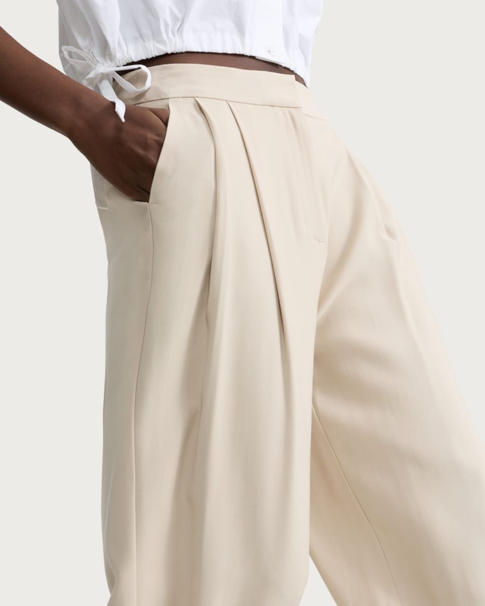 image 1 of F&F Balloon Leg Pleated Trousers in Beige