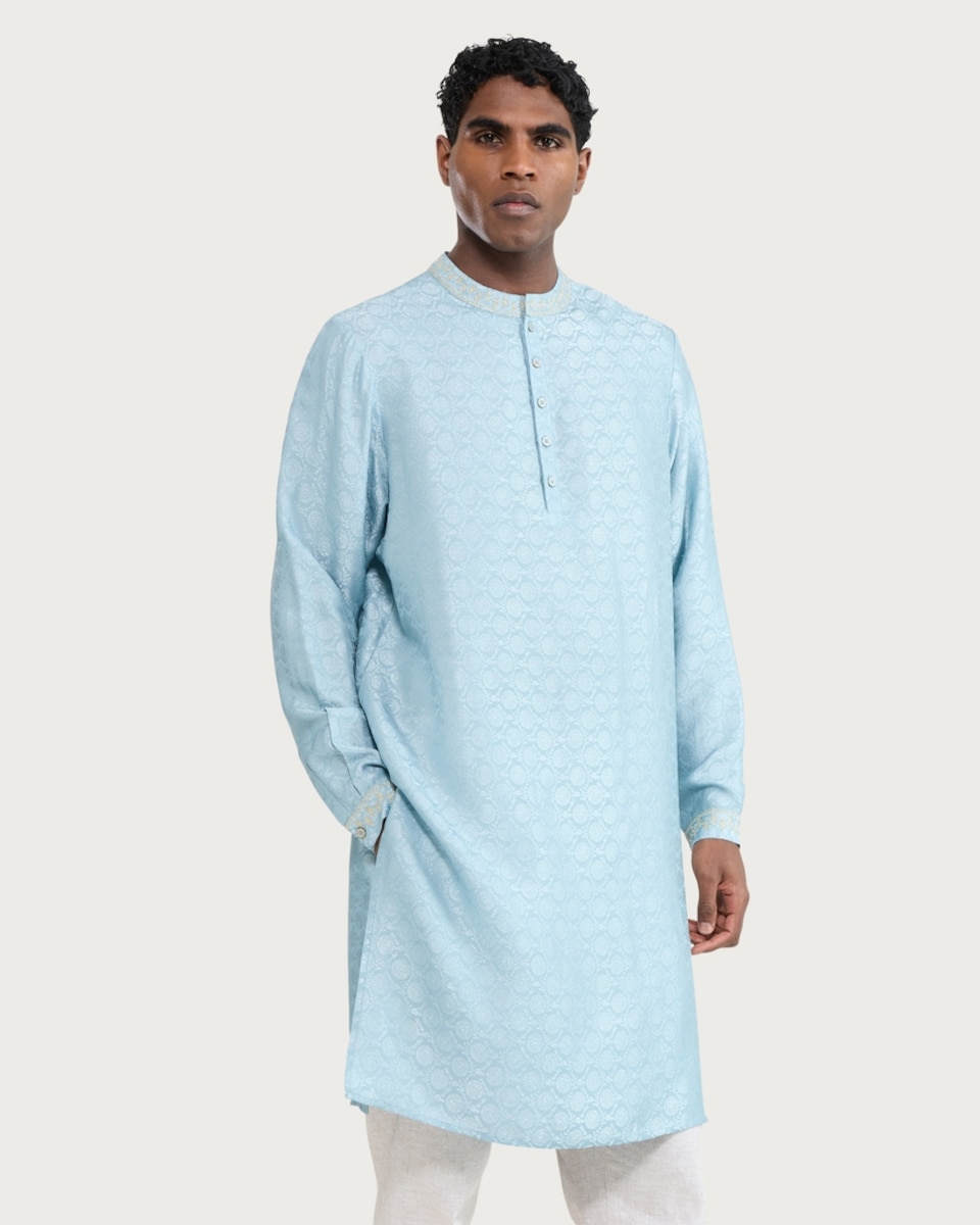 image 1 of F&F Patterned Long Sleeved Kurta in Mint