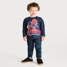 Marvel Spider-Man Pure Cotton Long Sleeved Top in Navy