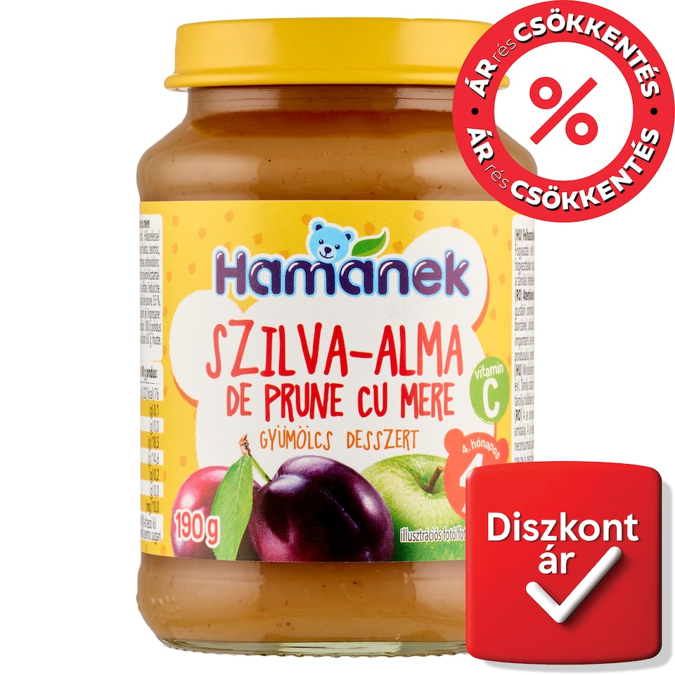 Hamánek szilva-alma gyümölcs bébidesszert 4+ hónapos kortól 190 g