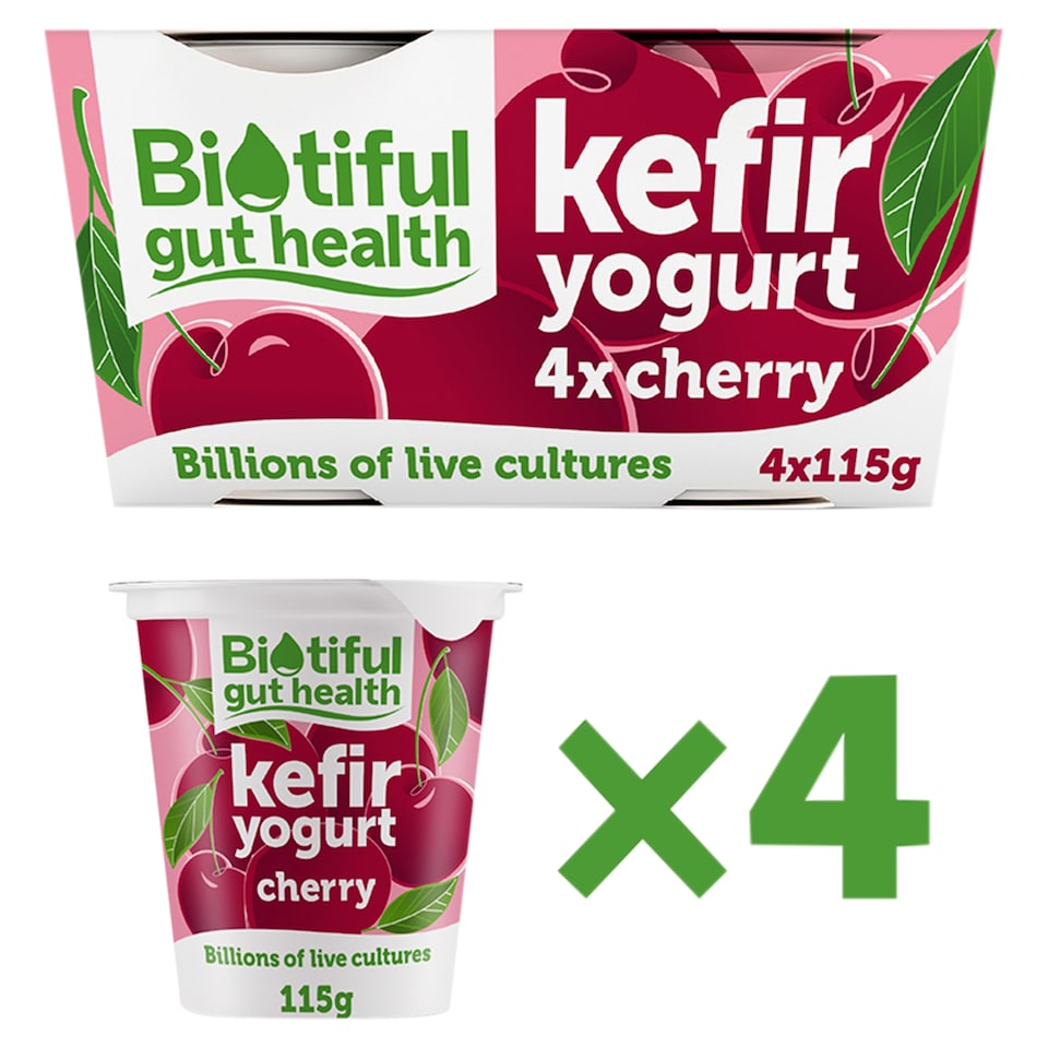 image 1 of Biotiful Gut Health Multipack Kefir Yogurt Cherry 115g x 4 