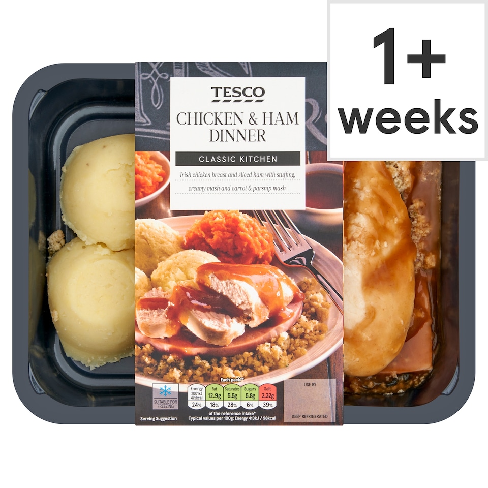 TESCO CLASSICS CHICKEN & HAM DINNER 500G