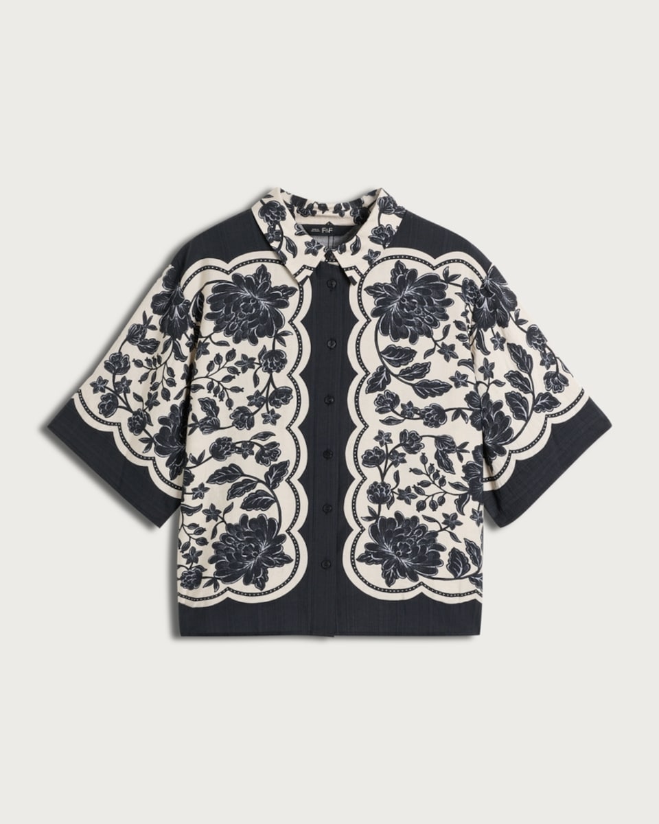 image 1 of The F&F Edit Floral Print Button Up Co-ord Shirt in Multi Blue