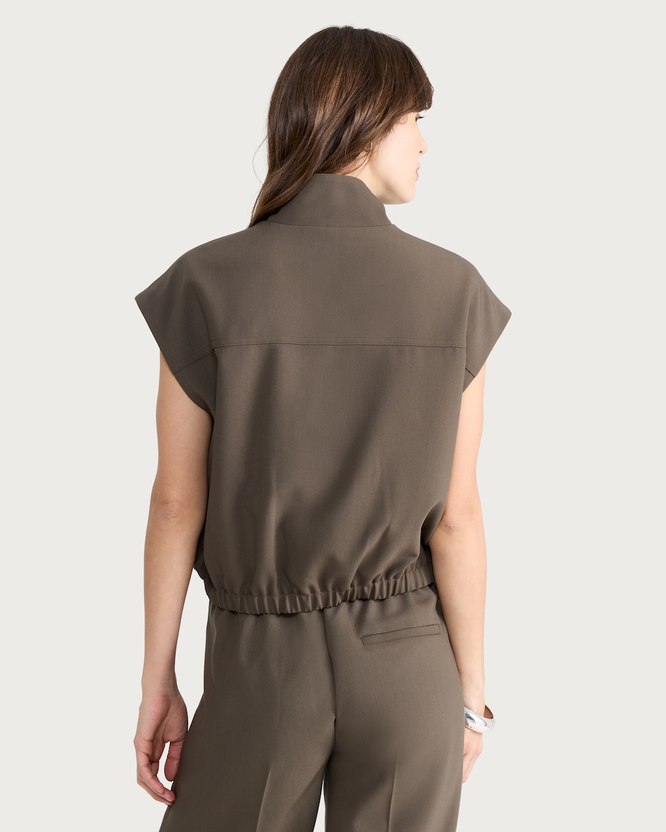 image 1 of The F&F Edit Sleeveless Gilet in Khaki