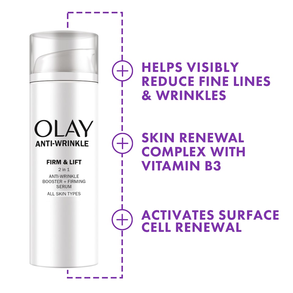 image 1 of Olay Anti-Wrinkle Firm & Lift 2in1 Booster + Firming Serum 50ml