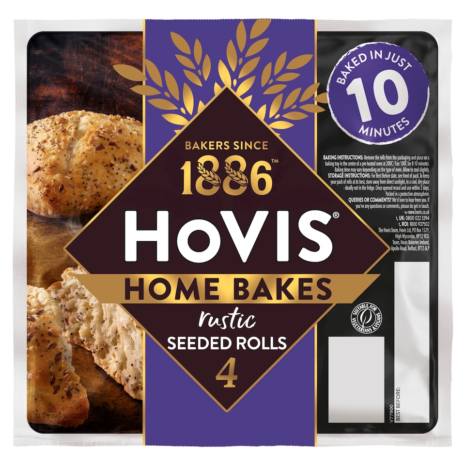 image 1 of Hovis Home Bake Rustic Seeded Rolls 4 Pack