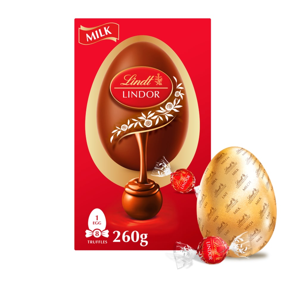 image 1 of Lindt Lindor Milk Chocolate Egg with Milk Truffles 260g