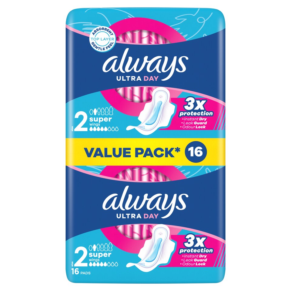 obrázok 1 z Always Ultra Day Super hygienické vložky (veľkosť 2) vložky s krídelkami 16 ks]