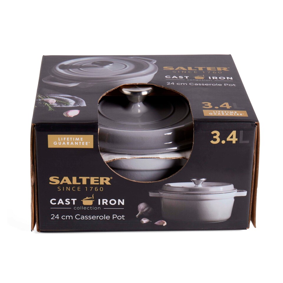 image 1 of Salter Cast Iron Casserole Pot 24Cm