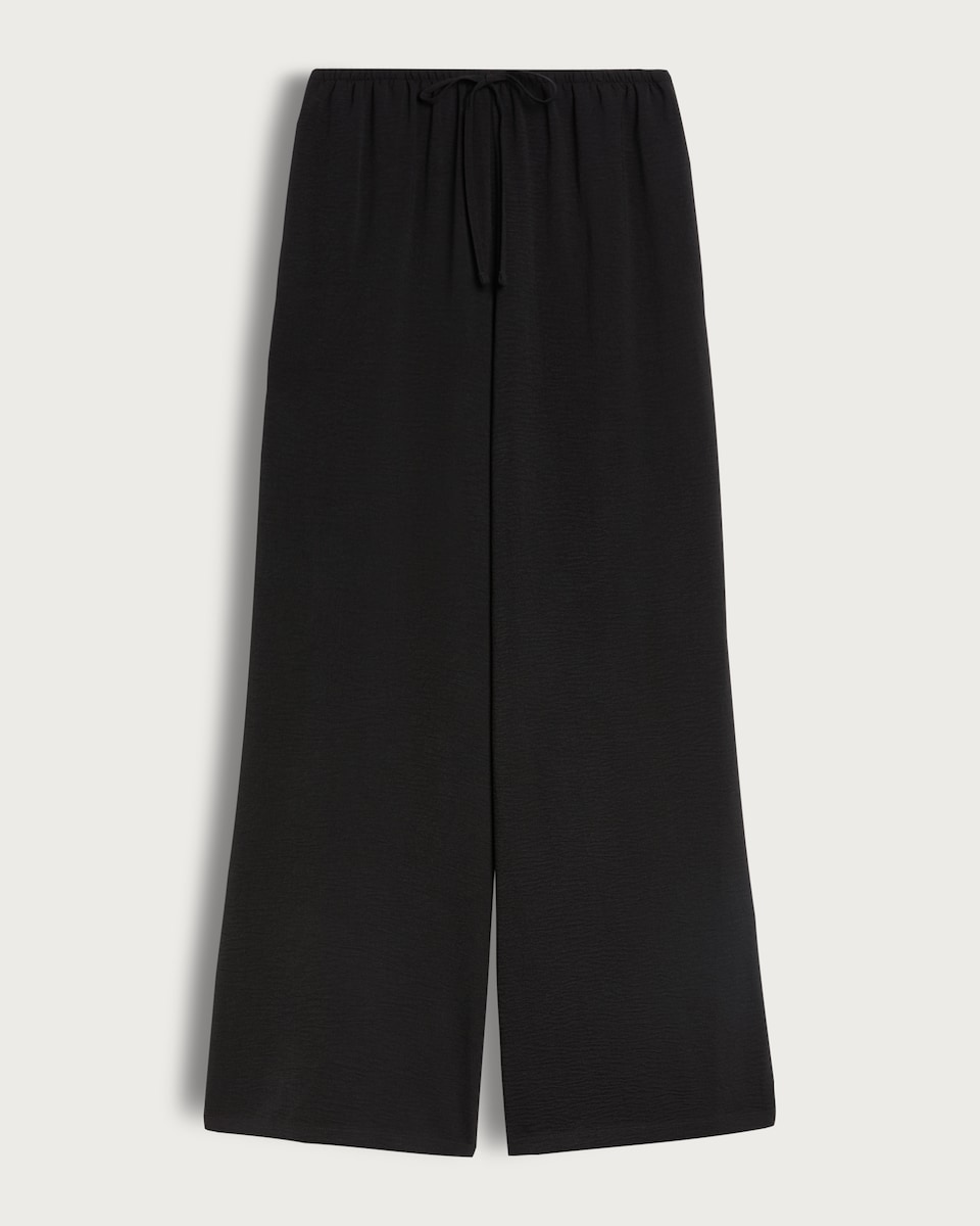 image 1 of F&F Wide Leg Drawstring Trousers in Black