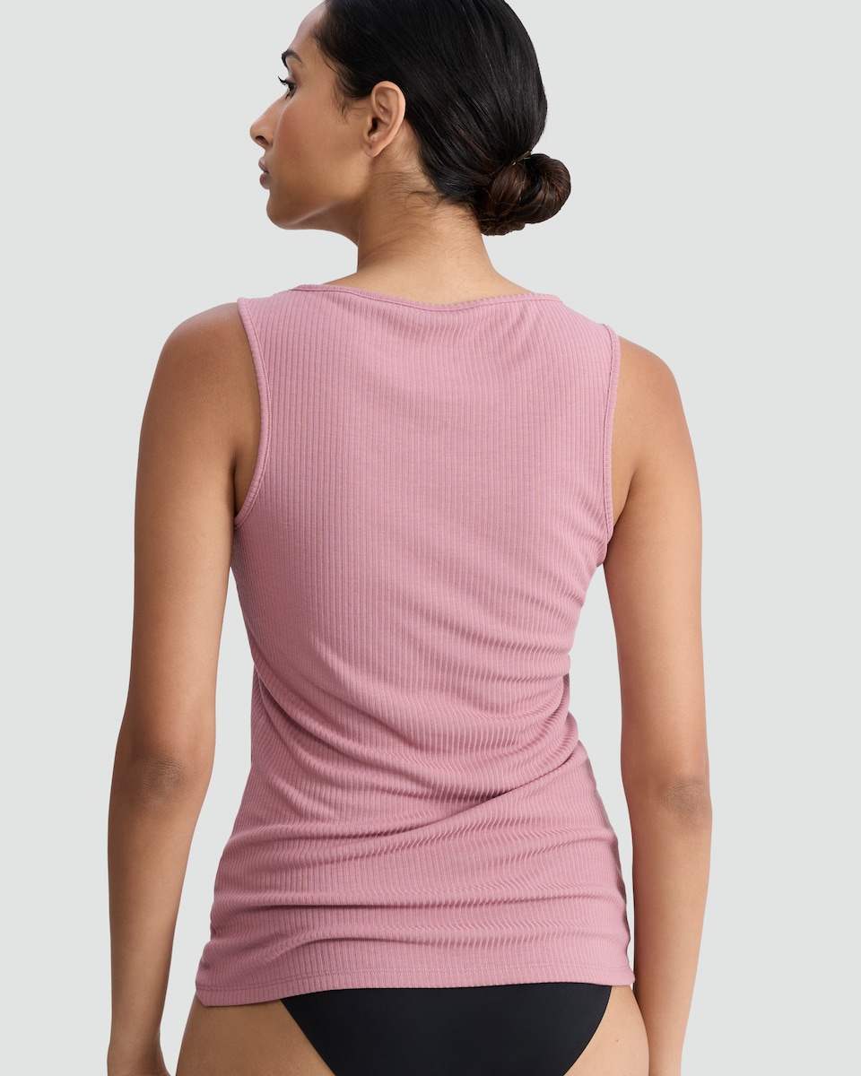 image 1 of F&F Soft Touch Ribbed Lace Trim Thermal Cami Top in Pink