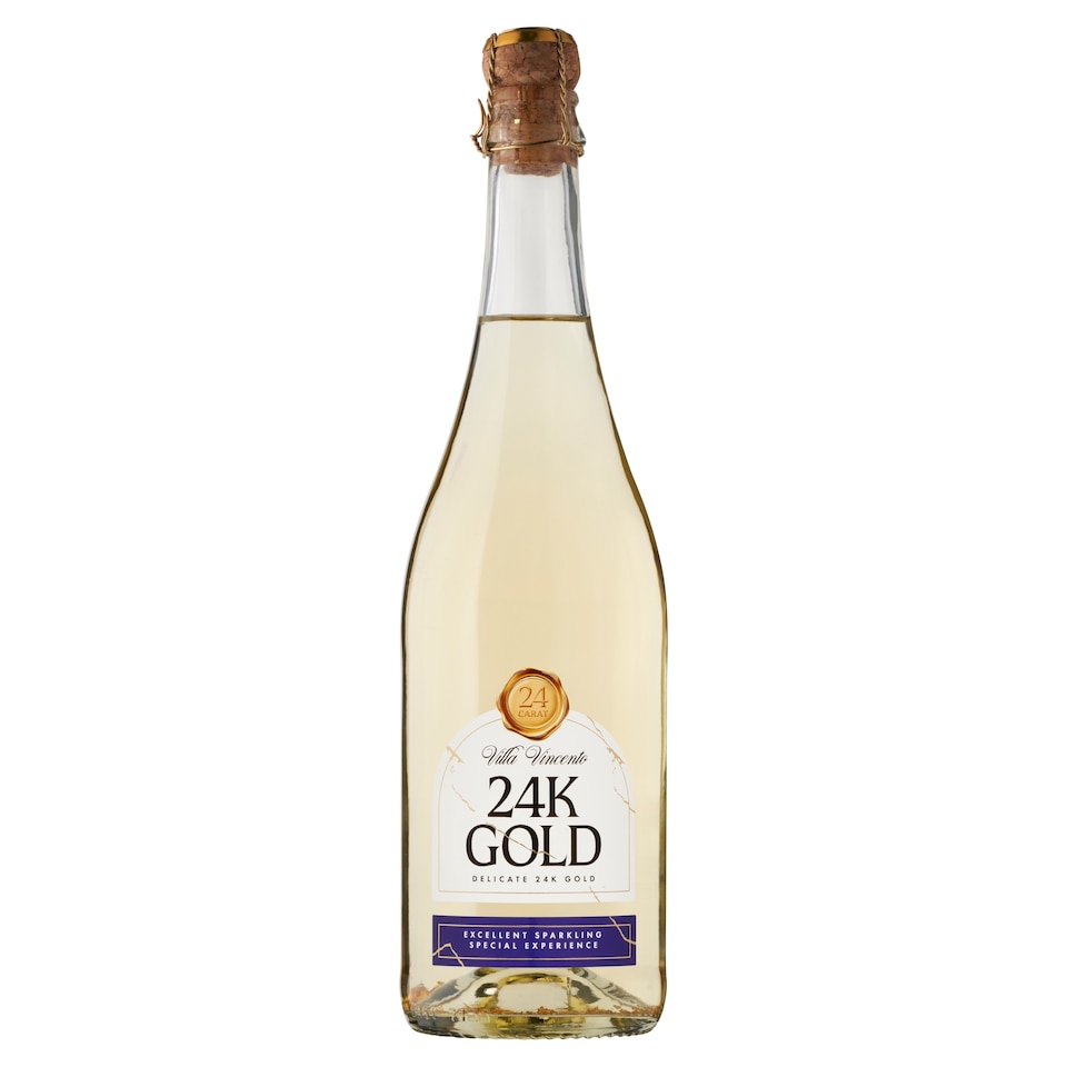 Villa Vincento édes fehér pezsgő 24K aranypehellyel 11% 750 ml  1. kép