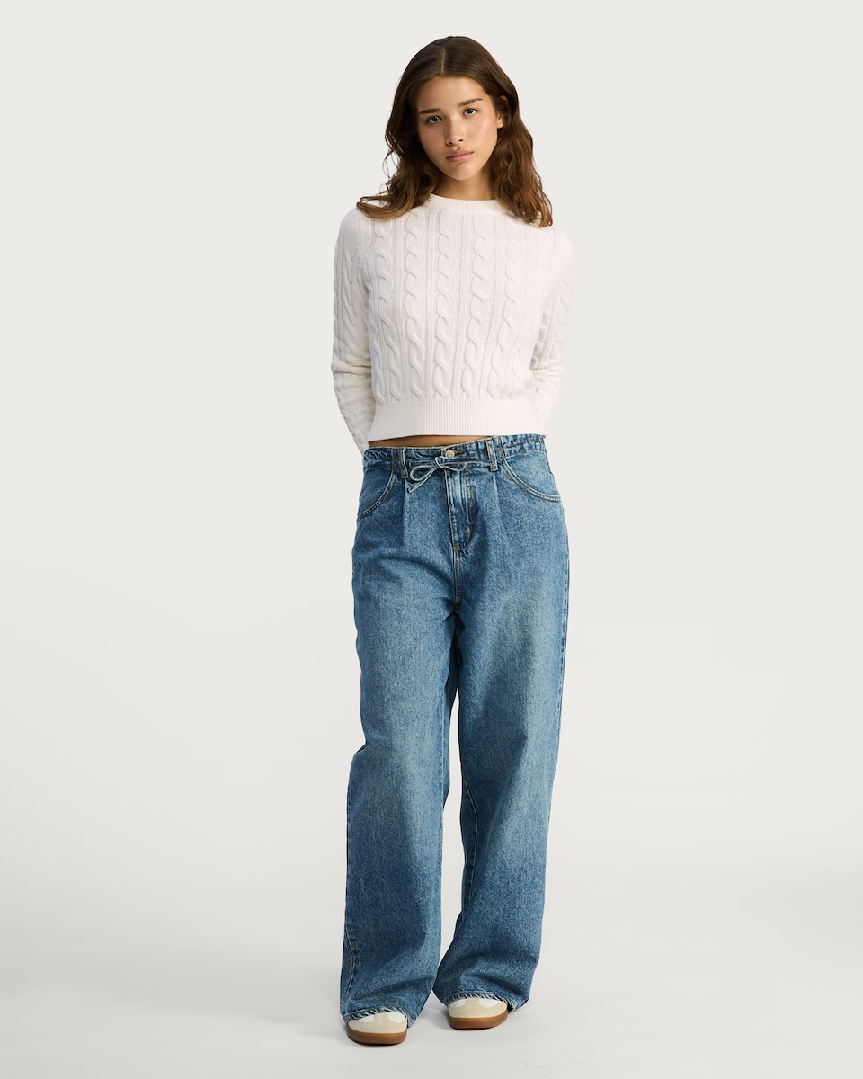 image 1 of OH ME OH MY Cotton Rich Cable Knit Jumper in White