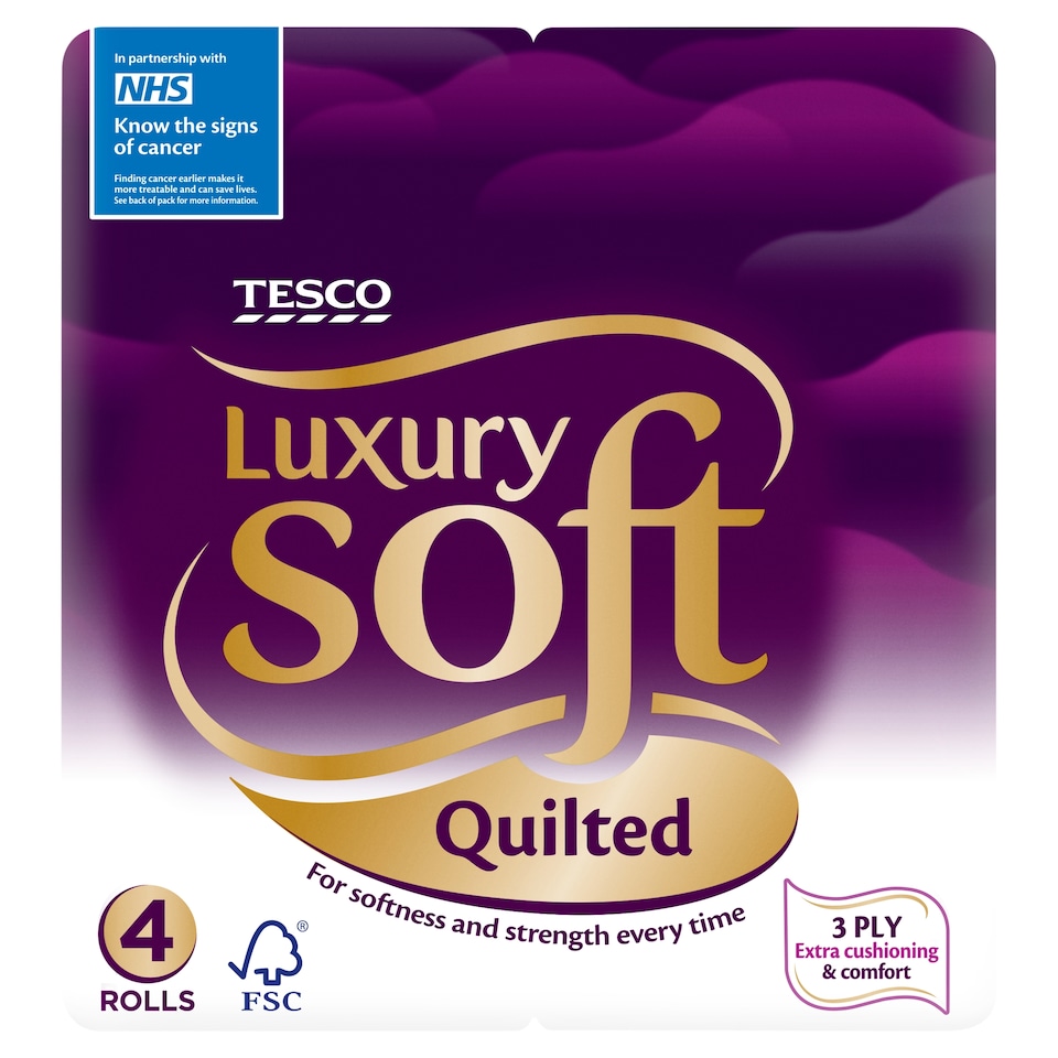 image 1 of Tesco Luxury Soft Quilted Toilet Tissue 4 Rolls