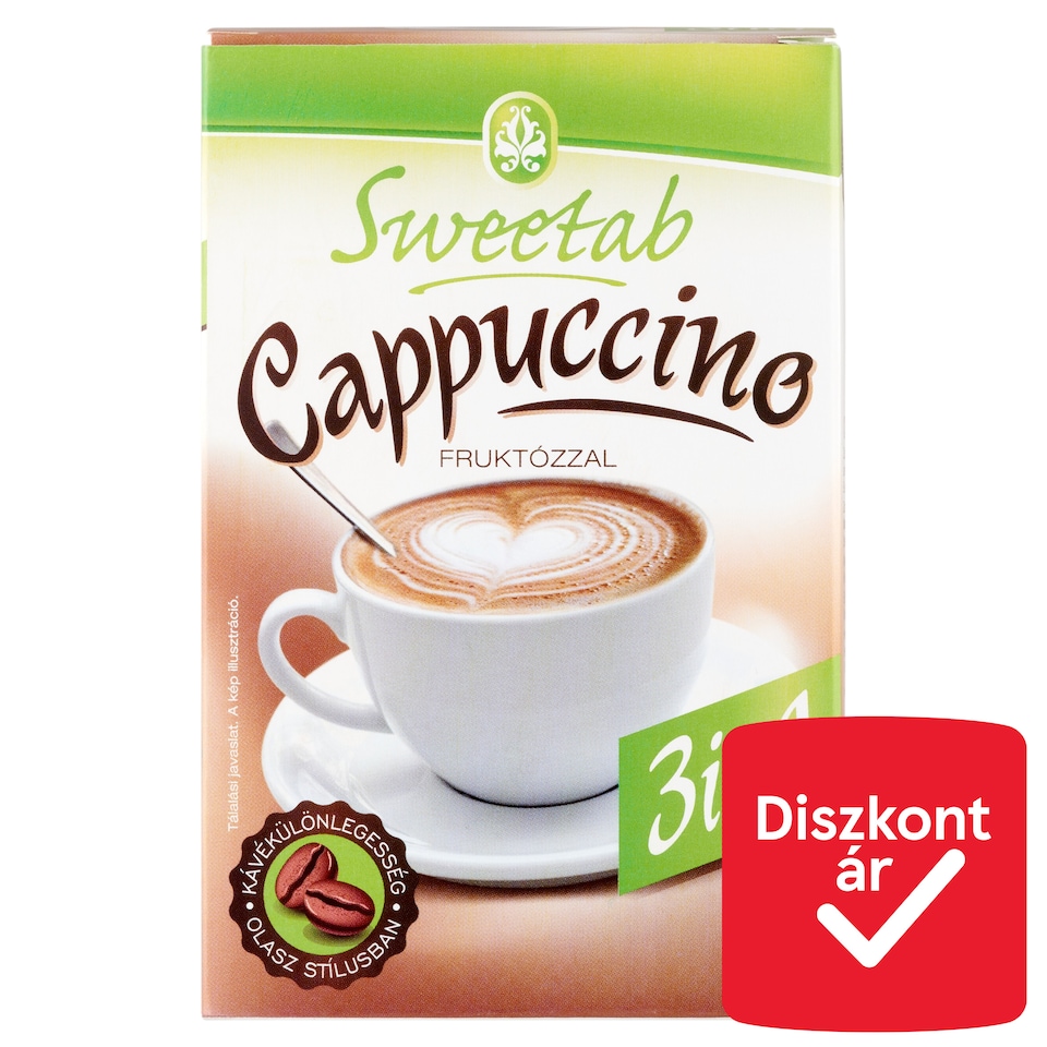 Sweetab 3in1 Cappuccino azonnal oldódó kávéspecialitás fruktózzal 10 x 10 g (100 g)