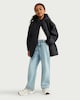 image 1 of F&F Girls Cinched Waist Hooded Raincoat in Black