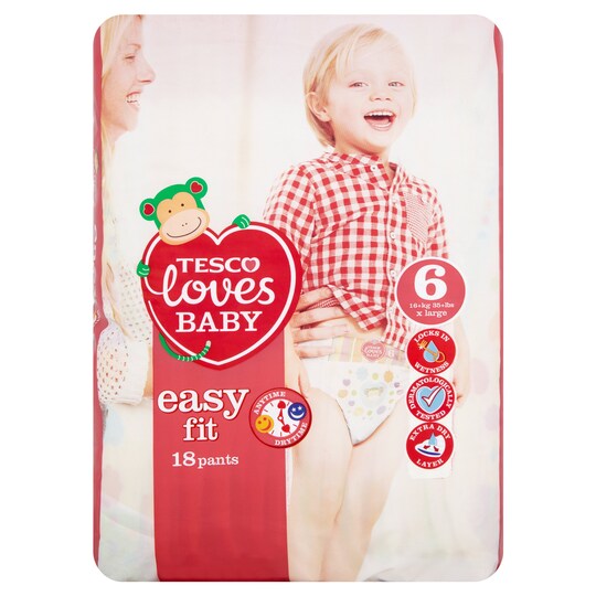 Tesco Loves Baby Easy Fit Size 6 Extra Large Pack 18 Tesco Groceries