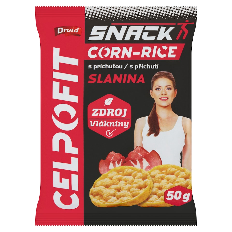 Obrázek 1 pro produkt Druid Celpofit celozrnné plátky kukuřično-rýžové s příchutí slaniny 50g