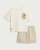 image 4 of F&F Boys 2-Piece Pure Cotton Panama City Beach T-Shirt and Striped Shorts Set in Stone