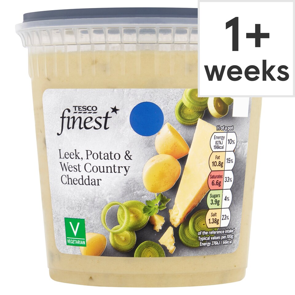 Tesco Finest Leek, Potato & West Country Cheddar Soup 600g Tesco