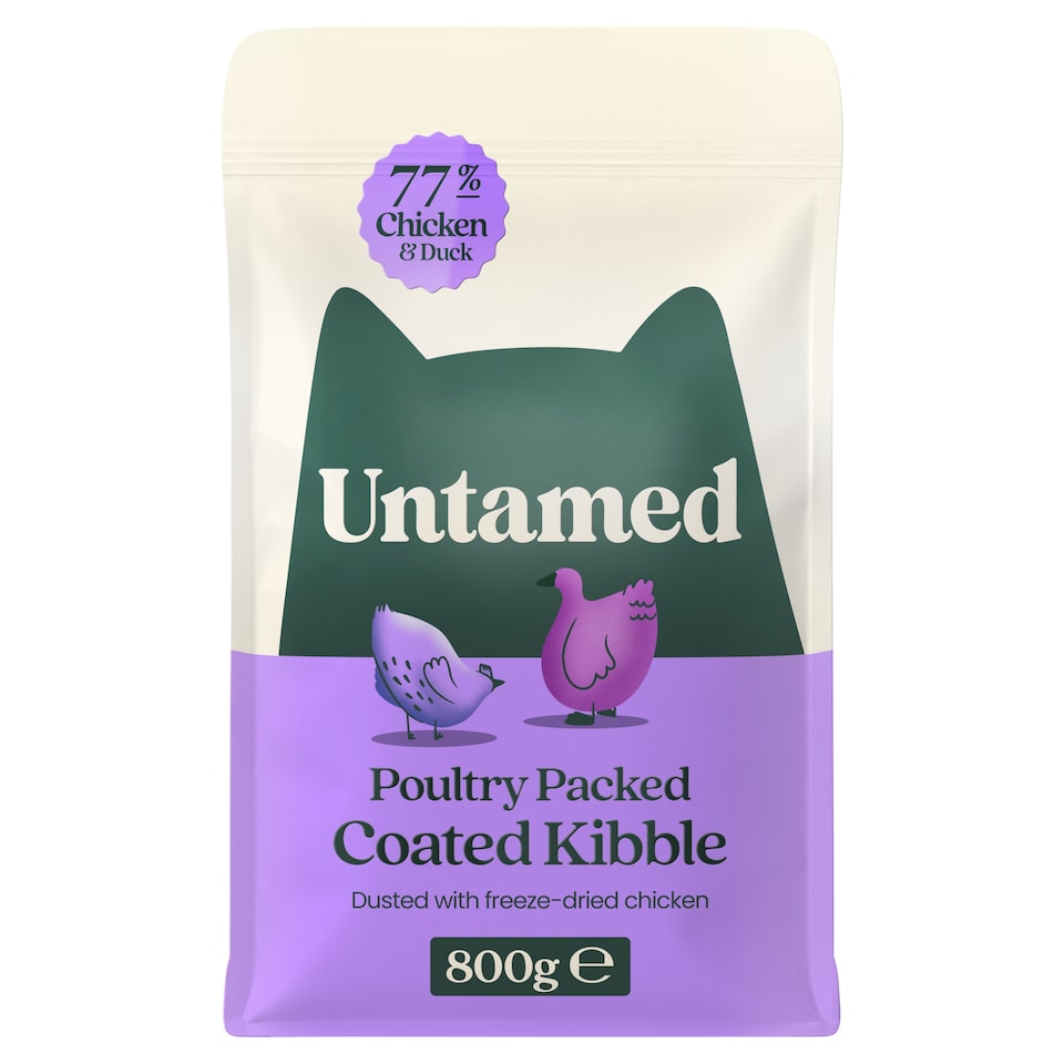 image 1 of Untamed Coated Kibble Chicken and Duck Cat Food 800g