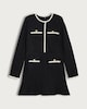 image 4 of F&F Boucle Textured Contrast Trim Long Sleeved Dress in Black