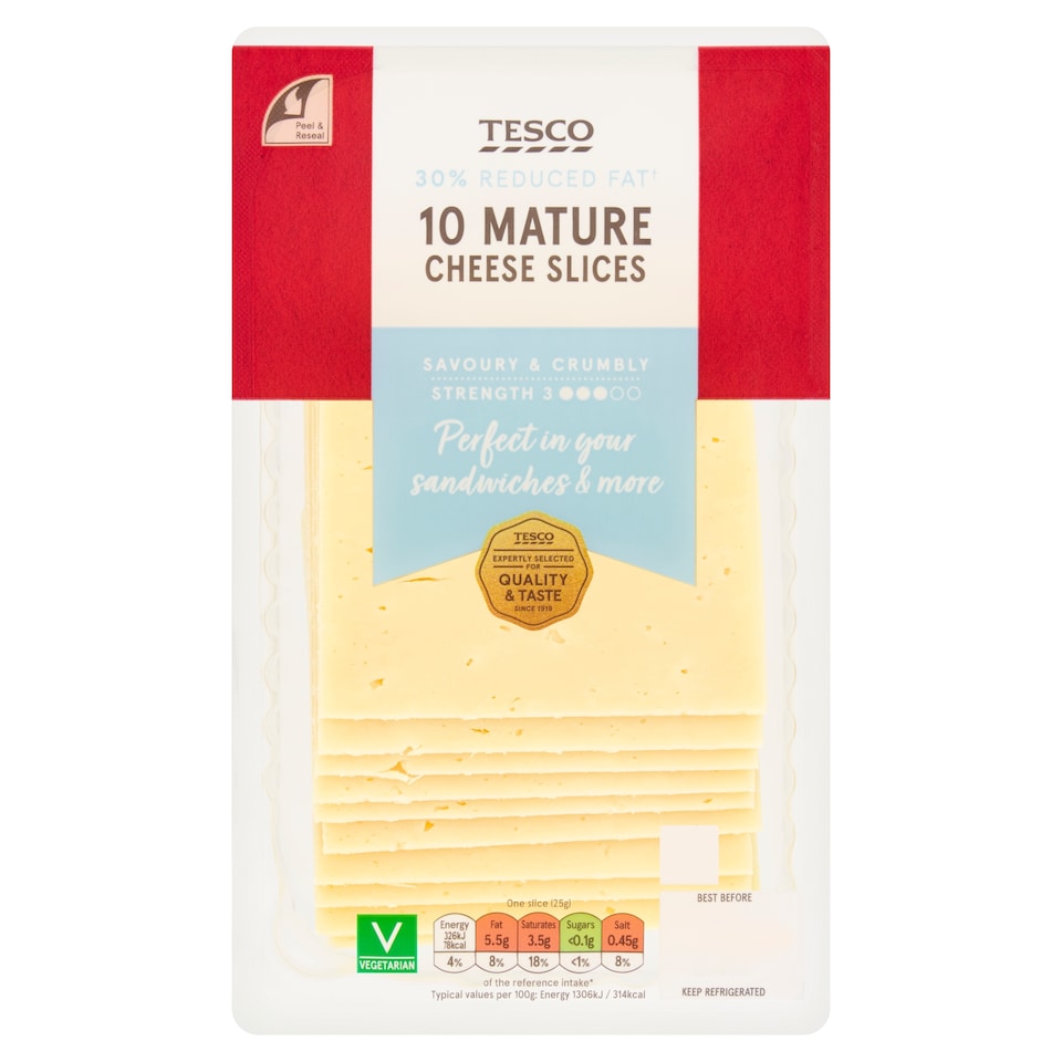 Tesco 30% Reduced Fat Mature Cheese Slices 250G