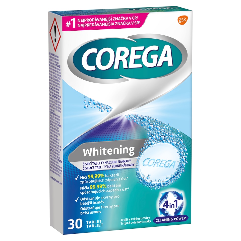 obrázok 1 z Corega Whitening čistiace tablety 30 ks