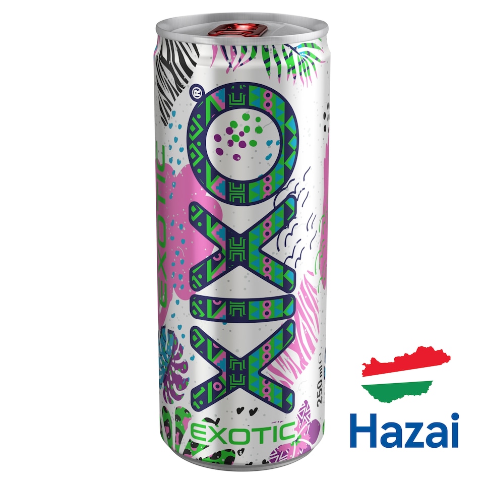 XIXO Exotic vegyes gyümölcs ízesítésű, szénsavas üdítőital cukrokkal és édesítőszerekkel 250 ml