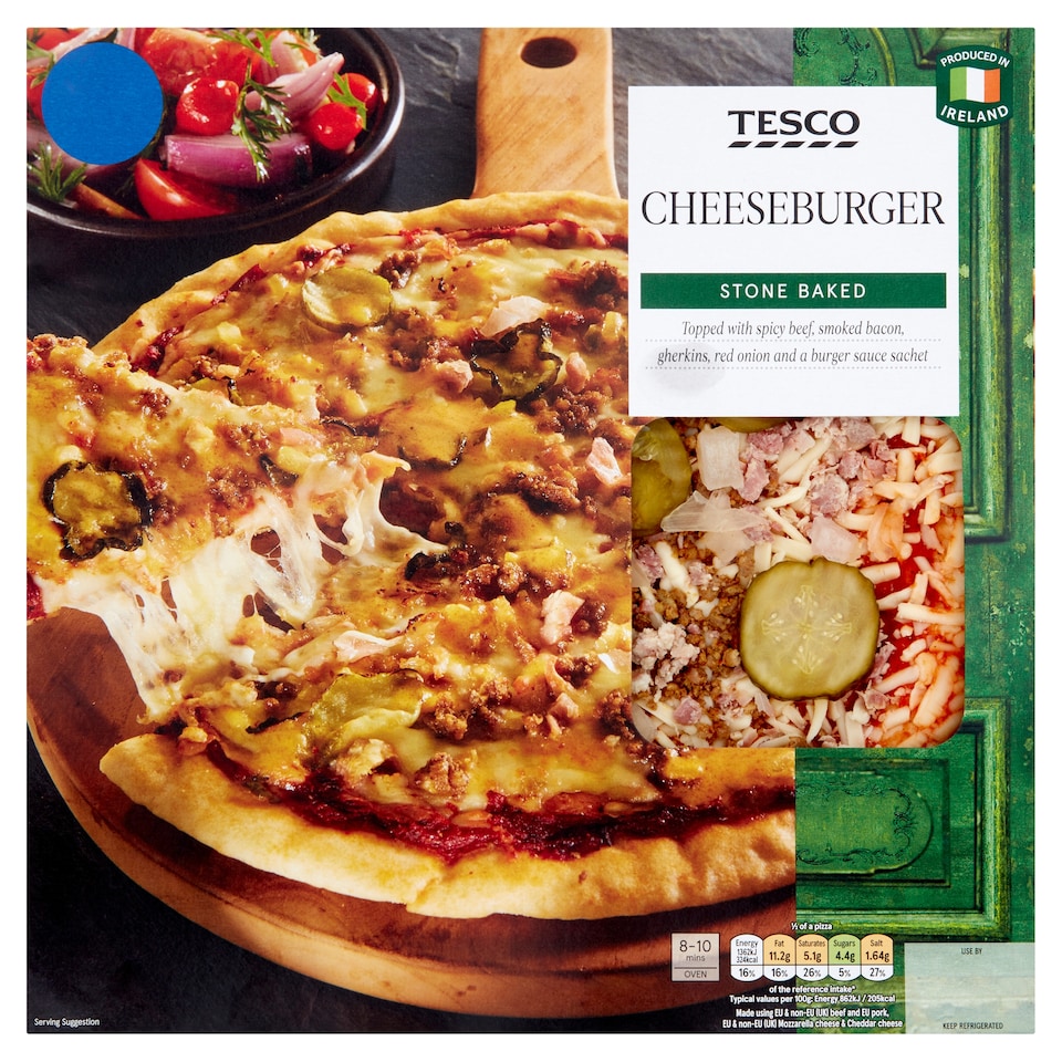 Tesco Cheese Burger Pizza 345G