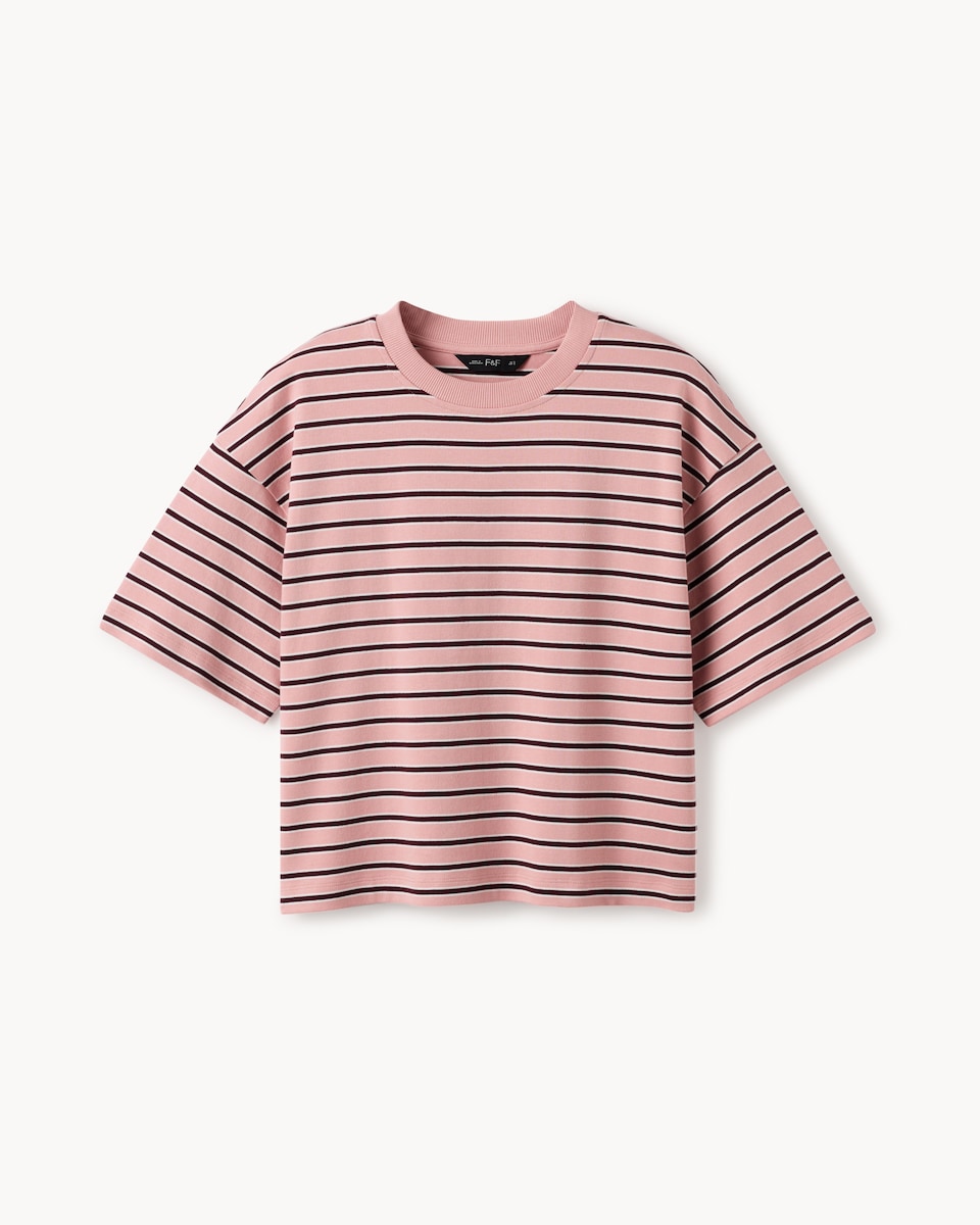 image 1 of F&F Cotton Rich Cropped T-Shirt in Multi