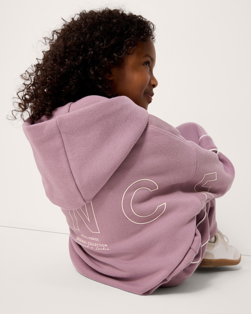 image 1 of F&F Active Girls AFTERCLASS Cotton Rich Sweatshirt and Joggers Set in Purple