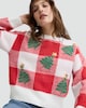 image 2 of F&F Knitted Christmas Tree Print Jumper in Red