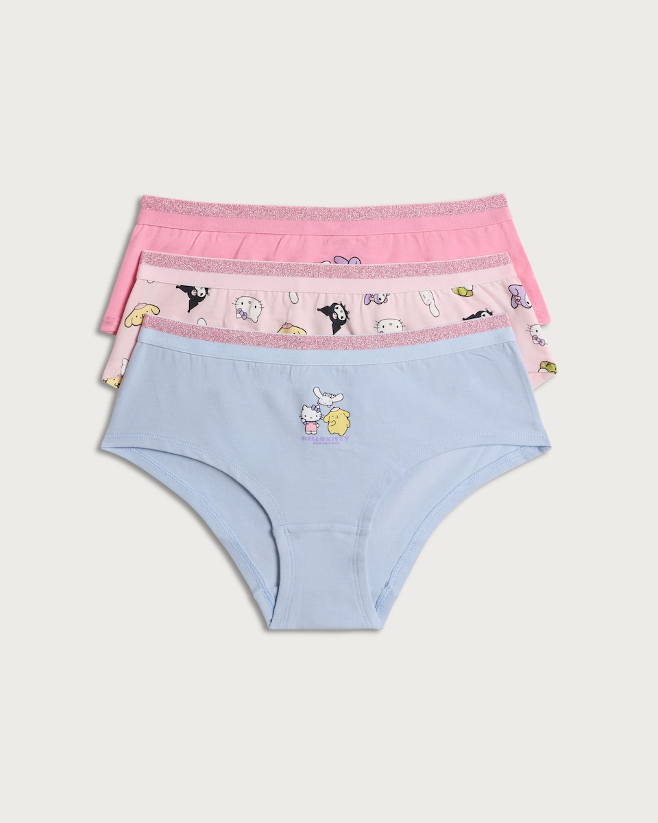 image 1 of Hello Kitty 3-Pack Cotton Rich Short Knickers in Multi