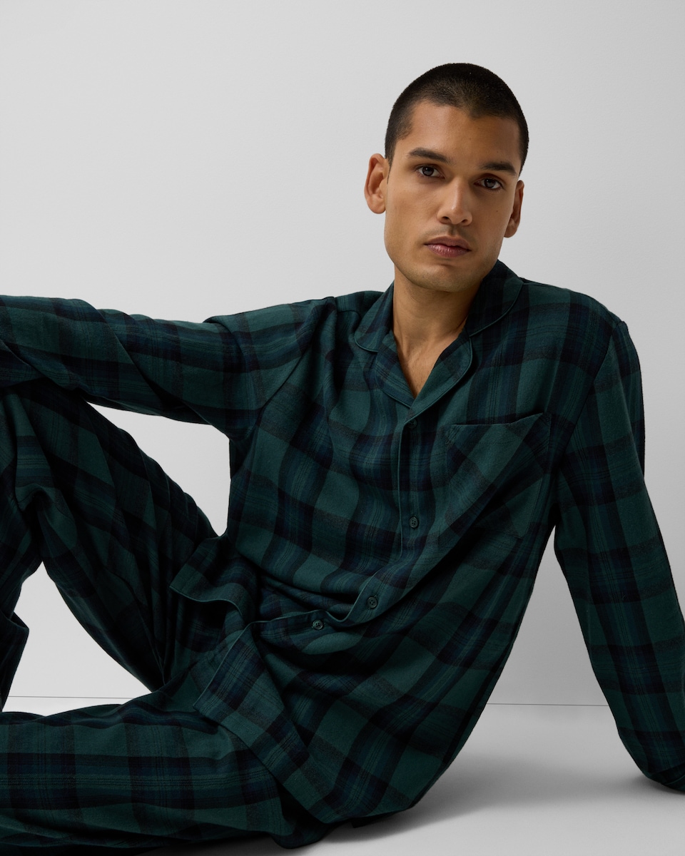 image 1 of Christmas Cotton Rich Checked Revere Matching Family Pyjama Set in Multi Green
