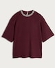 image 4 of F&F Embellished Neck Top in Burgundy