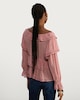 image 4 of F&F Ruffle Trim Detail Tie Neck Blouse in Pink