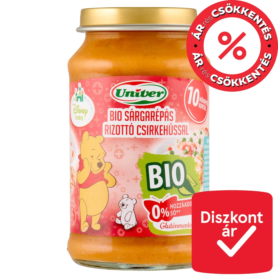 Univer Disney Baby bio sárgarépás rizottó csirkehússal bébiétel 10 hónapos kortól 220 g  1. kép