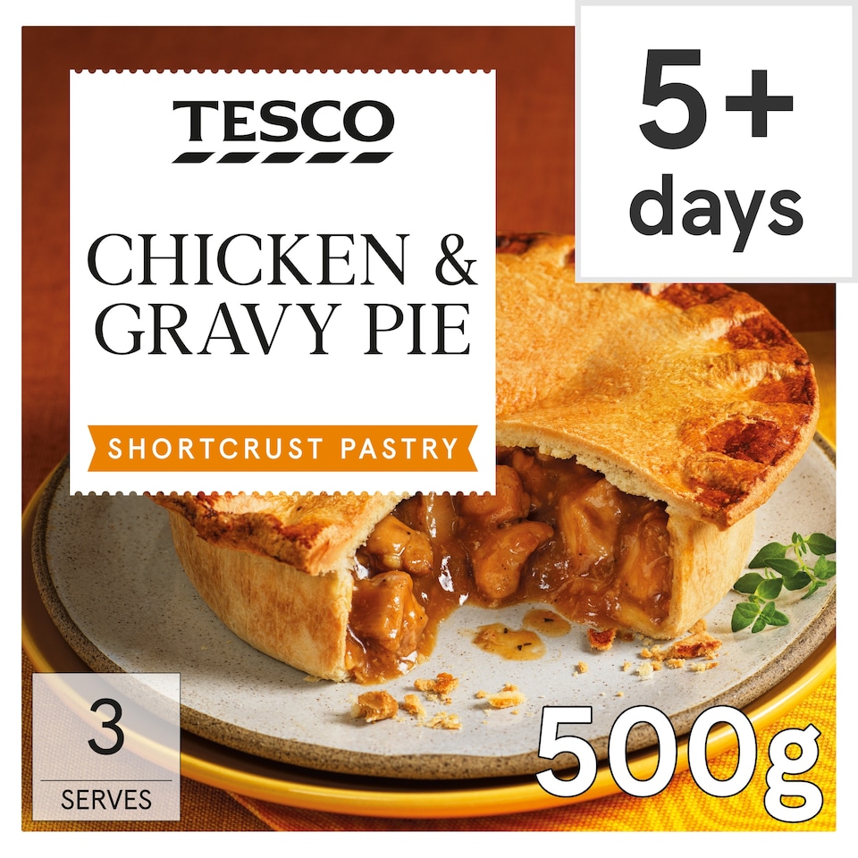 Tesco Chicken & Gravy Shortcrust Pastry Pie 500G