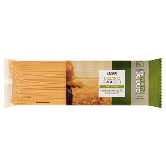 Tesco Organic Spaghetti Pasta 500G Tesco Groceries